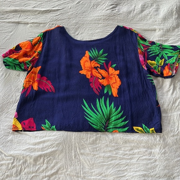 Vintage Two Piece Tropical Print Wrap Skirt & Top - Picture 4 of 7